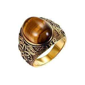 Tiger Eye Signet Ring Gold